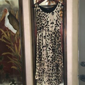 Skull leopard print high - low dress
